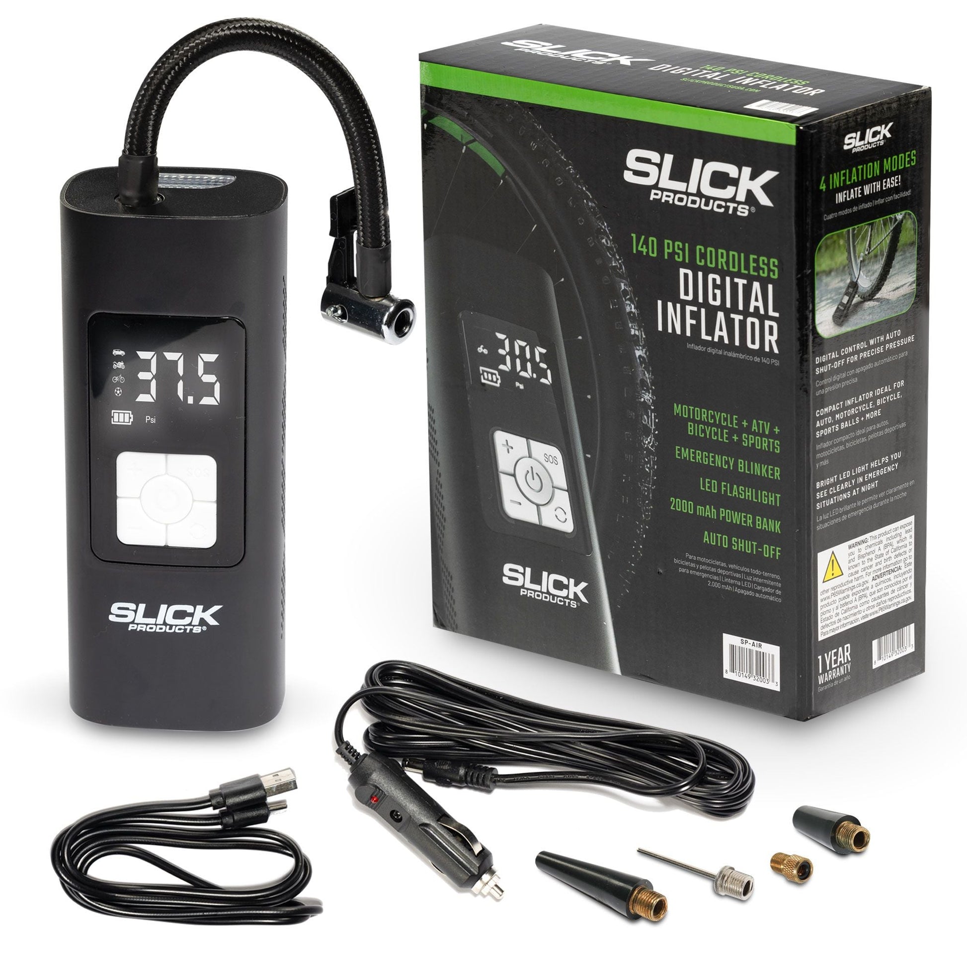 Slick Products Cordless Digital Air Inflator, Portable Tire Pump and Power Bank - Find Fresh Goods