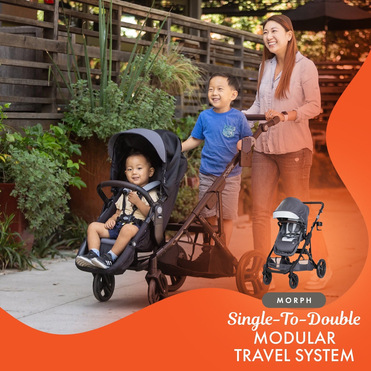 Baby Trend Morph Single to Double Modular Travel System and Car Seat, Dash Grey