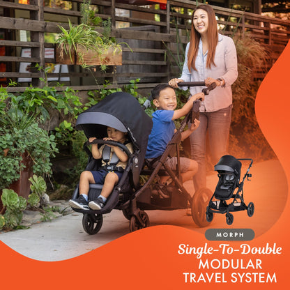 Baby Trend Morph Single to Double Modular Travel System and Car Seat, Dash Black