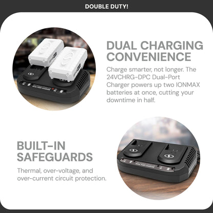 Snow Joe 24V IONMAX Dual Port Quick Charge Docking Station Charger, 24VCHRG-DPC
