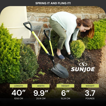 Sun Joe 9“ Digging Shovel, Assist Handle, Shovelution, Black/Green, SJ-SHLV07