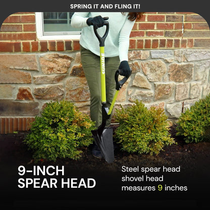 Sun Joe 9“ Digging Shovel, Assist Handle, Shovelution, Black/Green, SJ-SHLV07