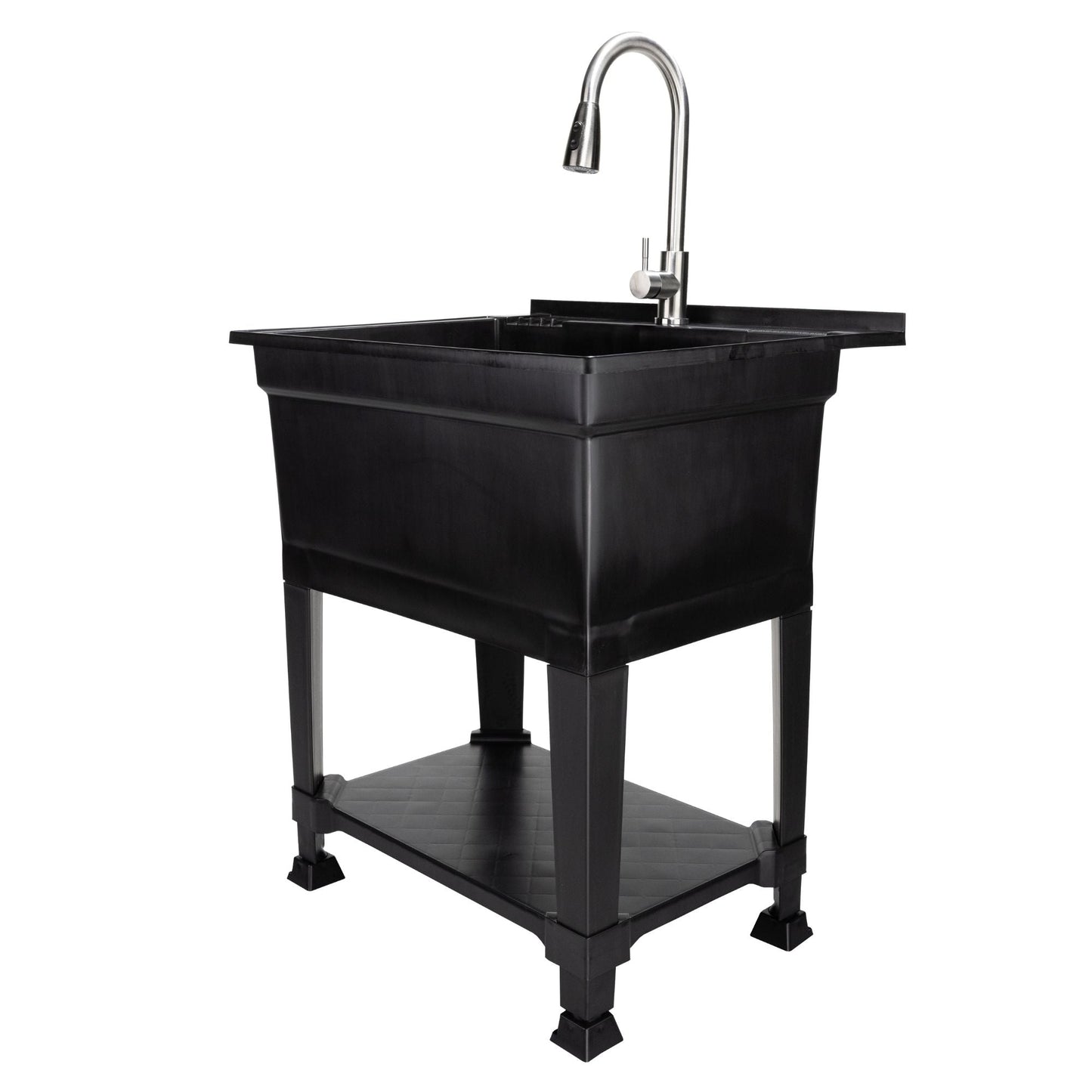 Utility Sink Heavy Duty Freestanding Utility Tub Sink, 30 x 24 Inches, Black