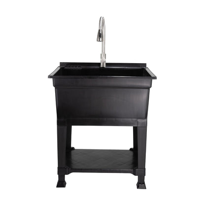 Utility Sink Heavy Duty Freestanding Utility Tub Sink, 30 x 24 Inches, Black