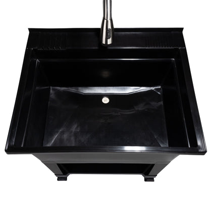 Utility Sink Heavy Duty Freestanding Utility Tub Sink, 30 x 24 Inches, Black