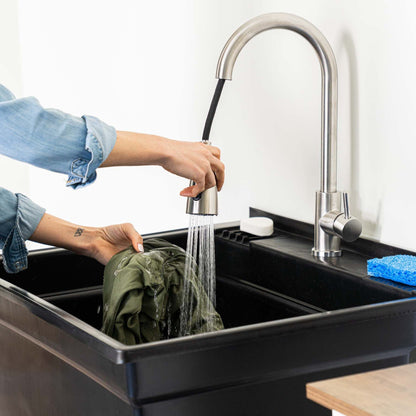 Utility Sink Heavy Duty Freestanding Utility Tub Sink, 30 x 24 Inches, Black