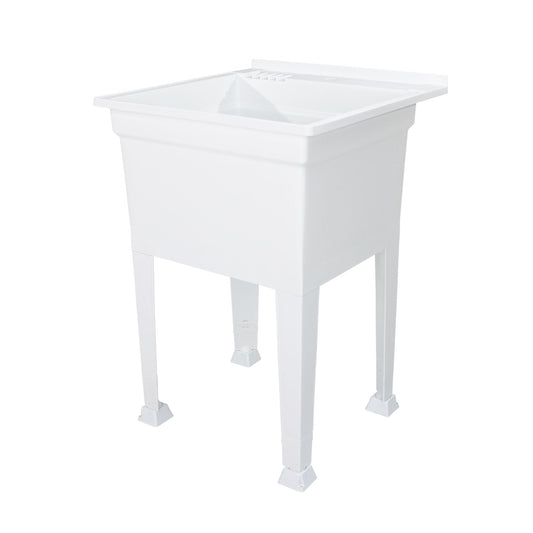 Utility Sink Heavy Duty Freestanding Utility Tub Sink, 24 x 24 Inches, White