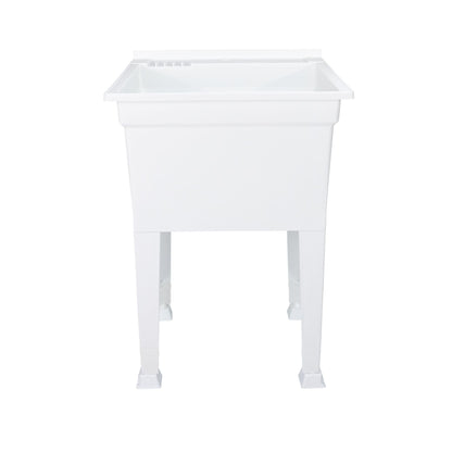 Utility Sink Heavy Duty Freestanding Utility Tub Sink, 24 x 24 Inches, White