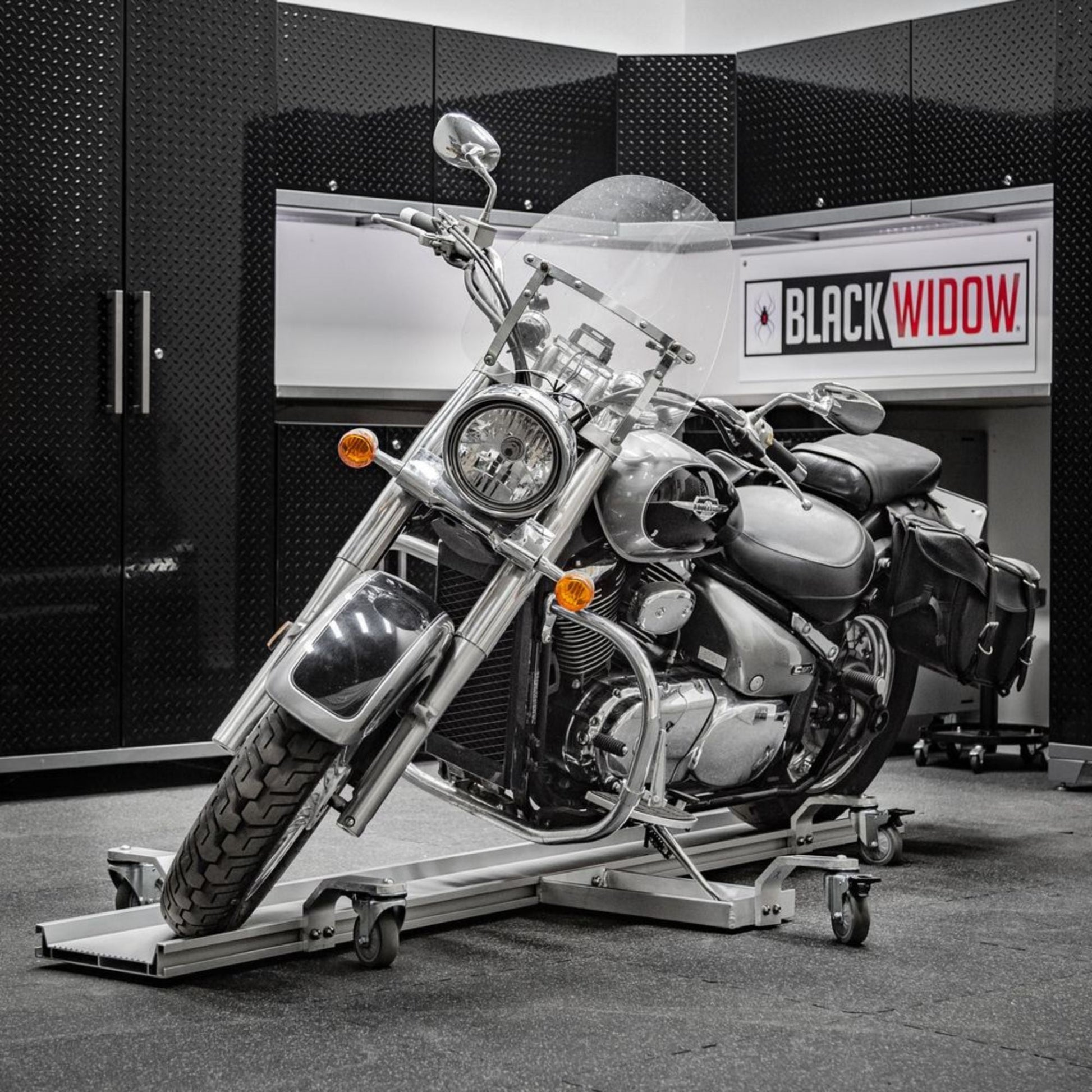 Black Widow Motorcycle Dolly, Fully Adjustable Kickstand Plate Locking Casters - Find Fresh Goods