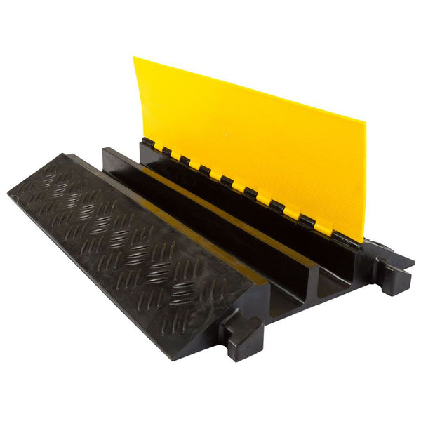Guardian 2 Channel Cable Protector Ramp, Floor Cover for Cars,Trucks, Black