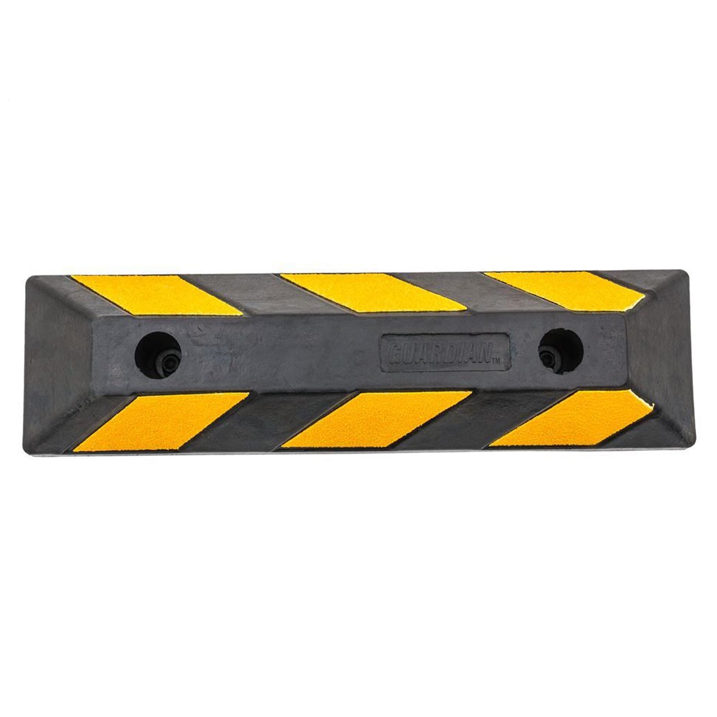 Guardian Parking Stop, 2 Foot Long Rubber Curb with Mounting Holes, Black/Yellow