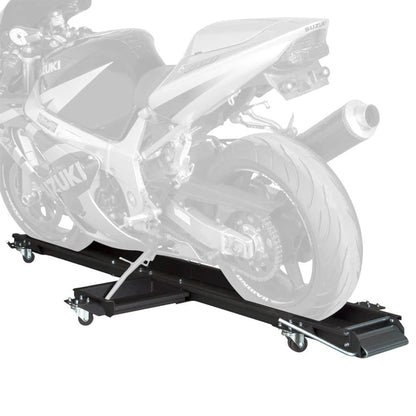 Black Widow Motorcycle Dolly with Front and Rear Gates for Loading and Unloading - Find Fresh Goods