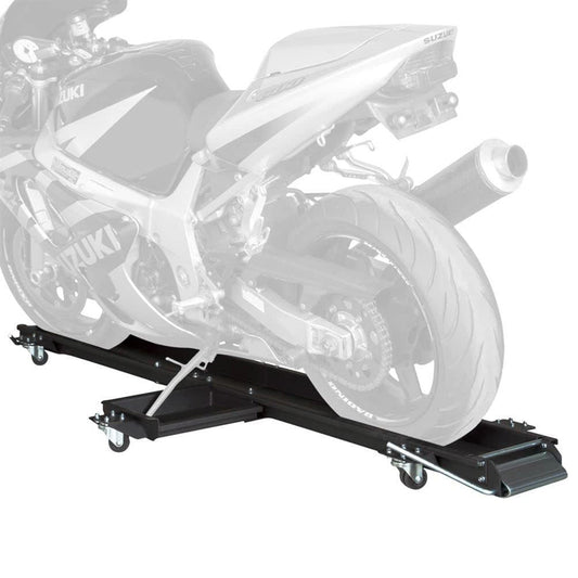 Black Widow Motorcycle Dolly with Front and Rear Gates for Loading and Unloading - Find Fresh Goods