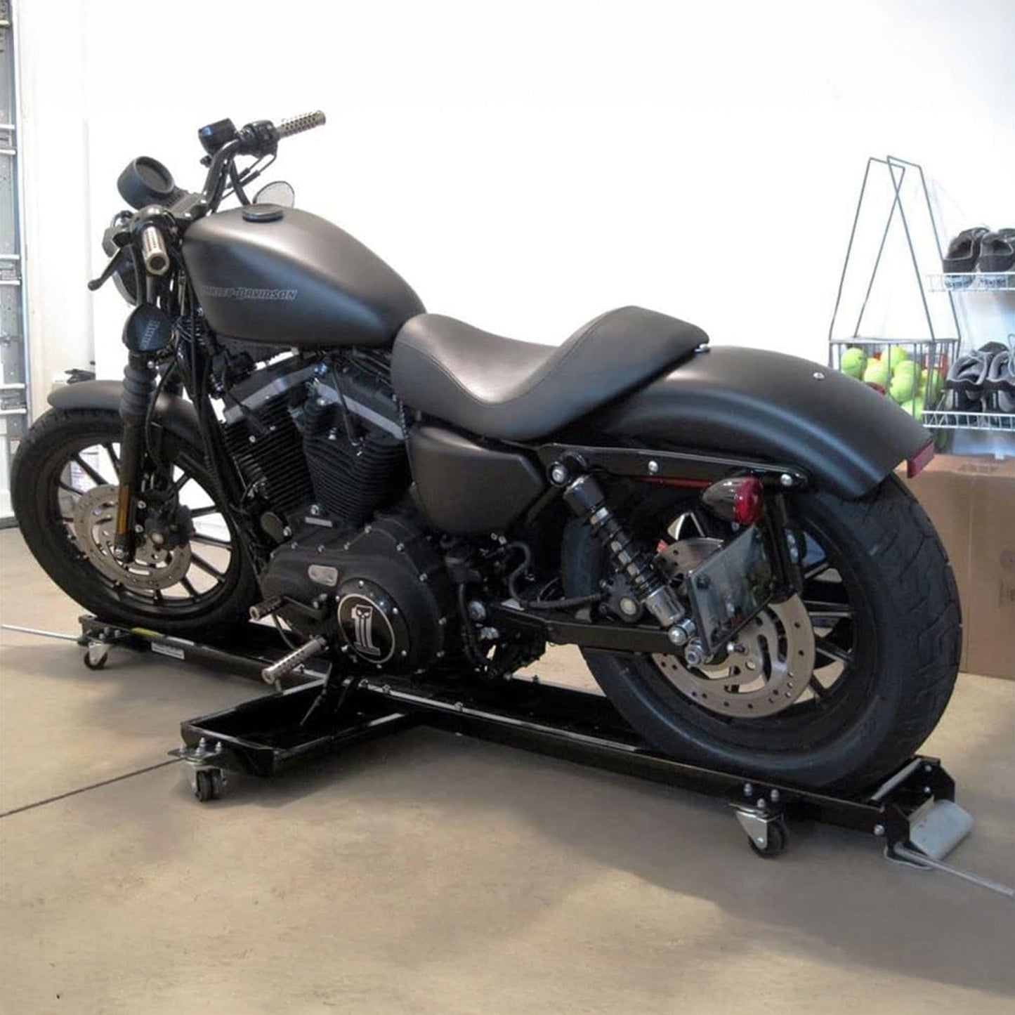 Black Widow Motorcycle Dolly with Front and Rear Gates for Loading and Unloading - Find Fresh Goods
