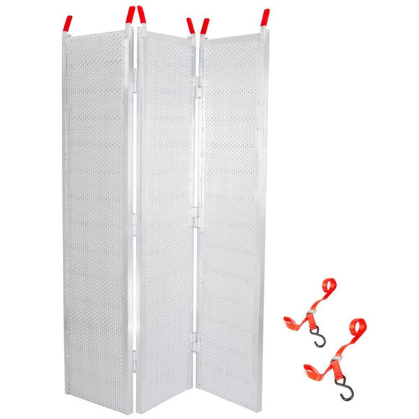 Black Widow 6’ 5” Punch Plate Aluminum Wide ATV Ramp, 1,500 Lbs Capacity, Silver