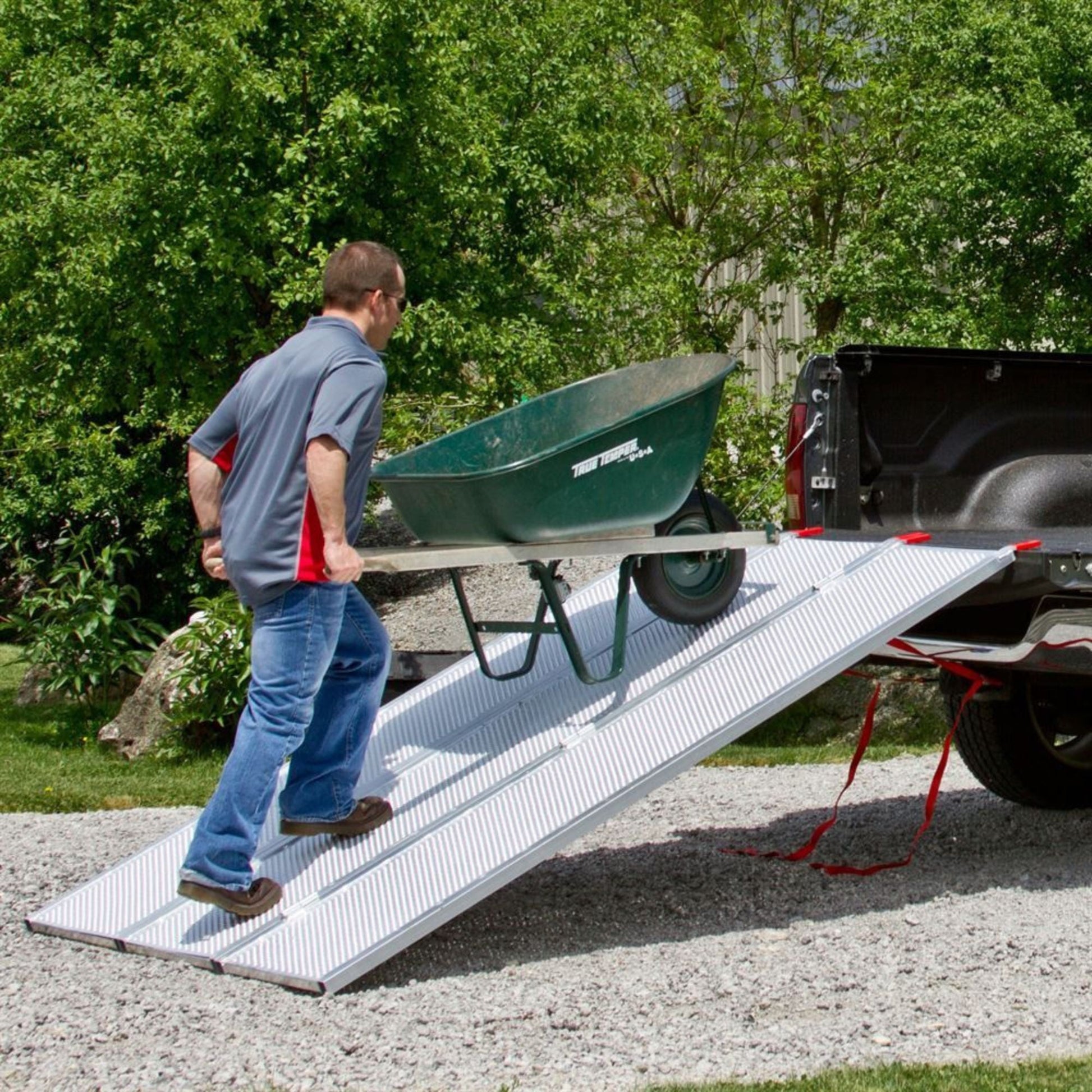 Black Widow 6’ 5” Punch Plate Aluminum Wide ATV Ramp, 1,500 Lbs Capacity, Silver - Find Fresh Goods