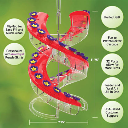 Cascade Wild Bird Feeders Outdoor Hummingbird Feeder, 32 Port Helical Design