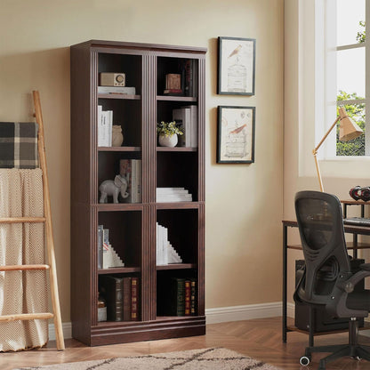 VAUXHILL & CO. Halston Narrow Bookcase, Adjustable Open Shelving Unit, Cherry