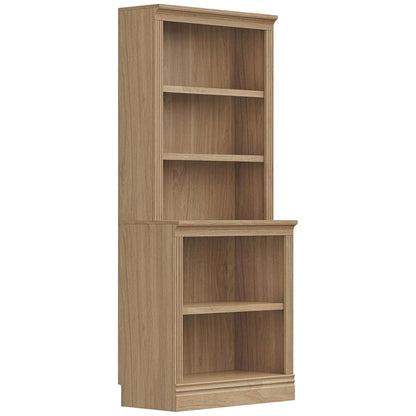 VAUXHILL & CO. Halston Multi-Depth Bookcase, Adjustable Shelving Unit, Oak