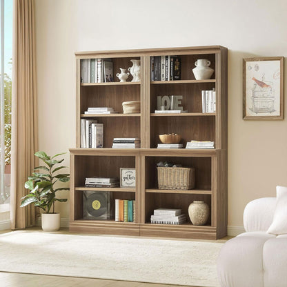 VAUXHILL & CO. Halston Multi-Depth Bookcase, Adjustable Shelving Unit, Oak