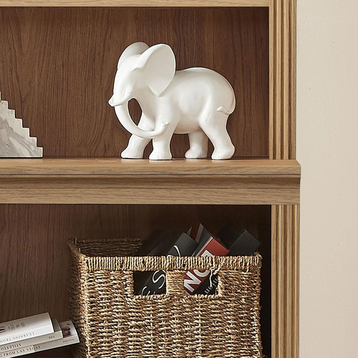 VAUXHILL & CO. Halston Multi-Depth Bookcase, Adjustable Shelving Unit, Oak