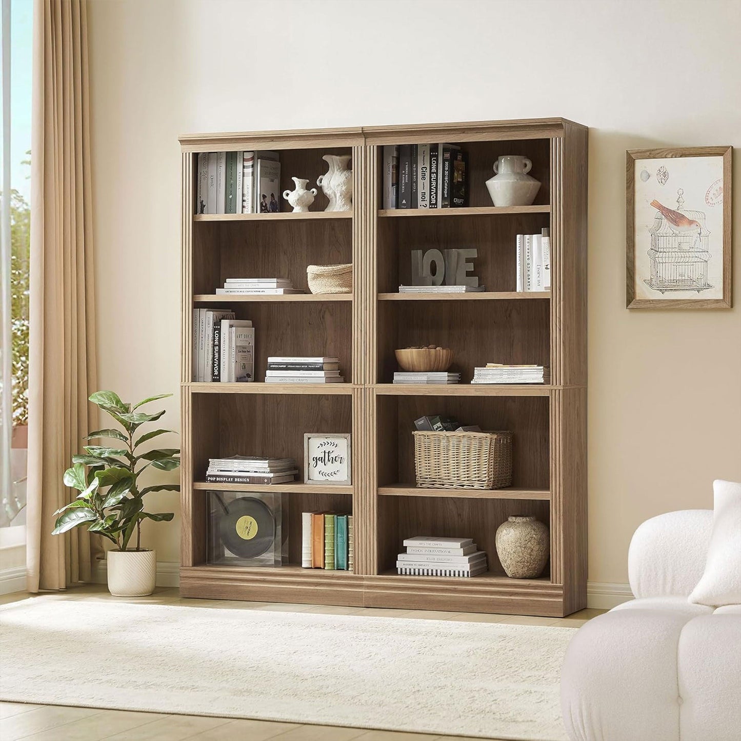 VAUXHILL & CO. Halston Standard Bookcase Adjustable Storage Shelving Unit, Oak