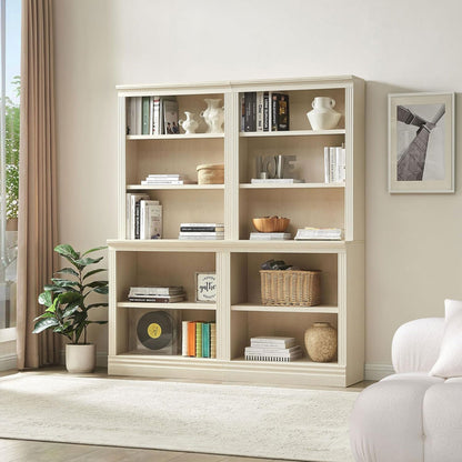 VAUXHILL & CO. Halston Multi-Depth Bookcase, Adjustable Shelving Unit, Cream