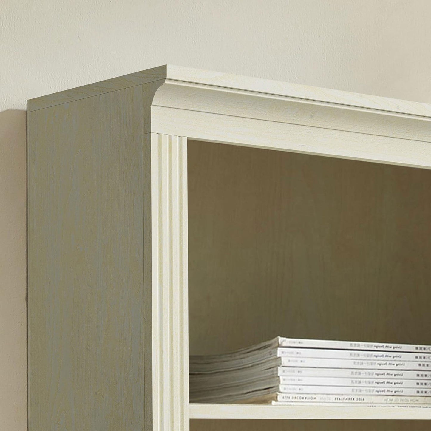 VAUXHILL & CO. Halston Multi-Depth Bookcase, Adjustable Shelving Unit, Cream