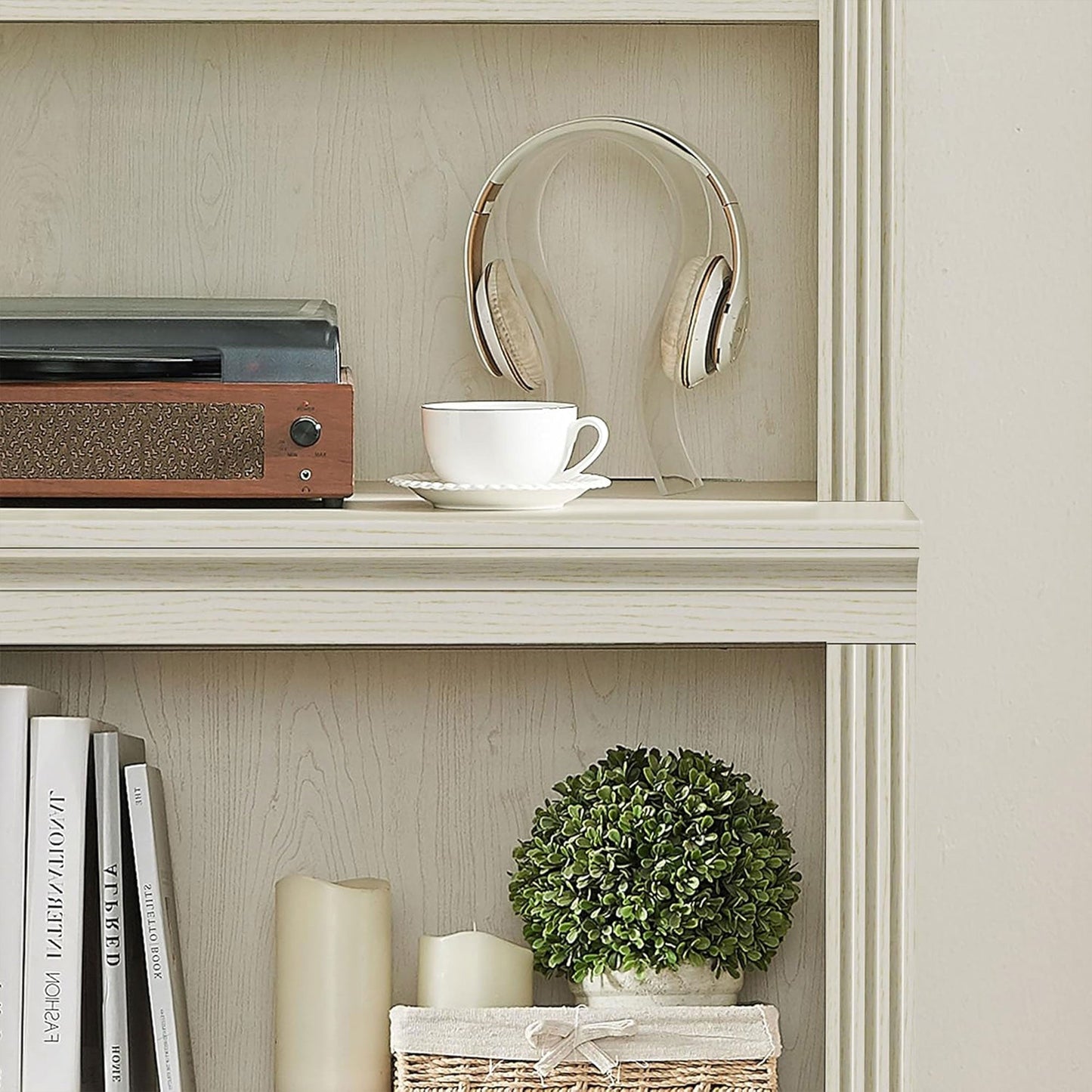 VAUXHILL & CO. Halston Multi-Depth Bookcase, Adjustable Shelving Unit, Cream