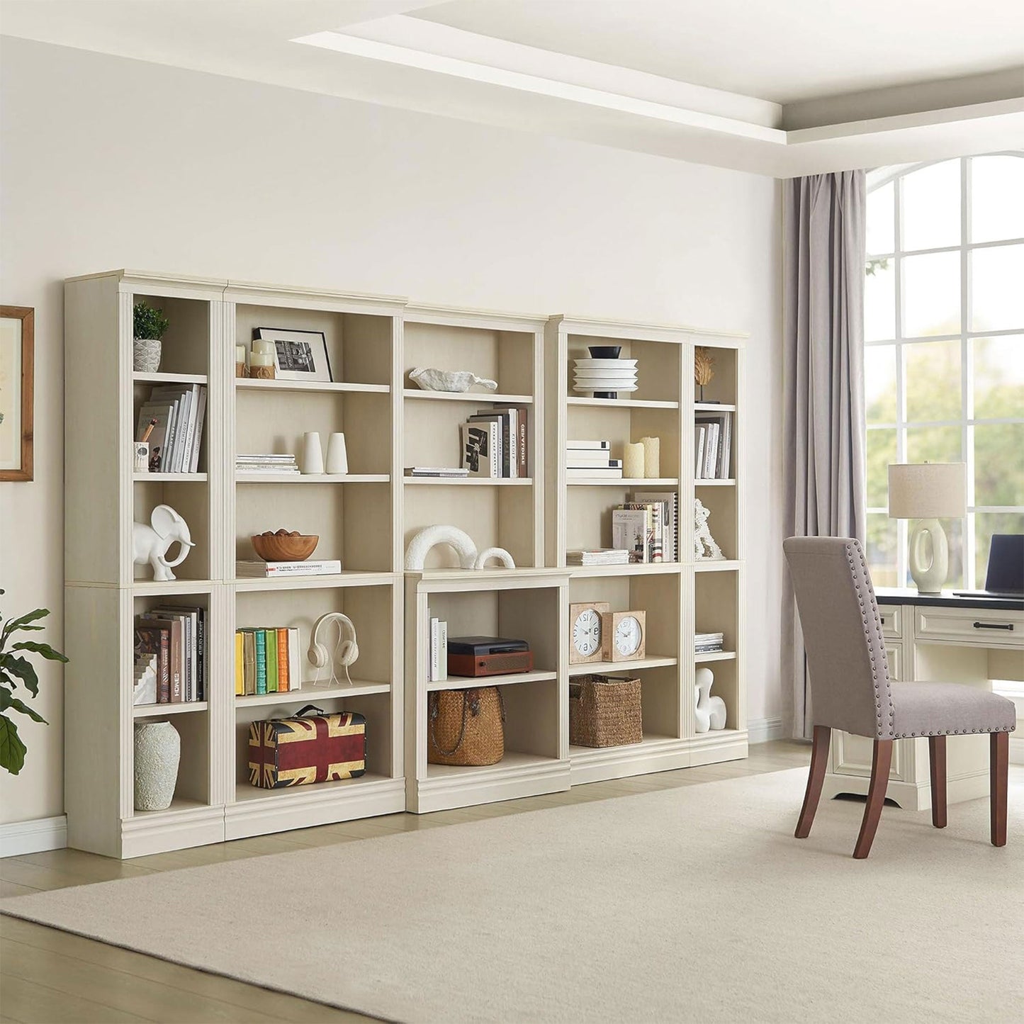 VAUXHILL & CO. Halston Standard Bookcase, Adjustable Shelving Unit, Cream