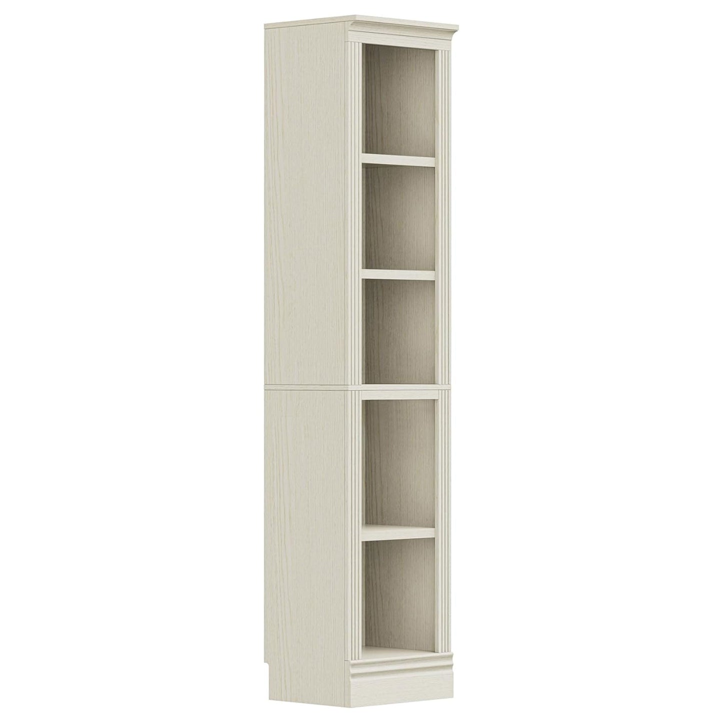 VAUXHILL & CO. Halston Narrow Bookcase, Adjustable Storage Shelving Unit, Cream