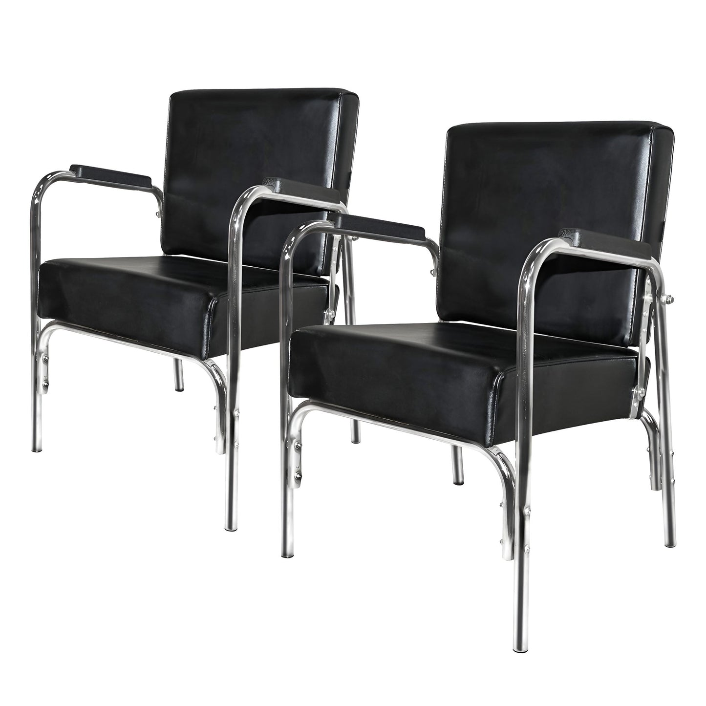 PureSana 2 Pack Chromium Ella Professional Auto Reclining Shampoo Chair, Black