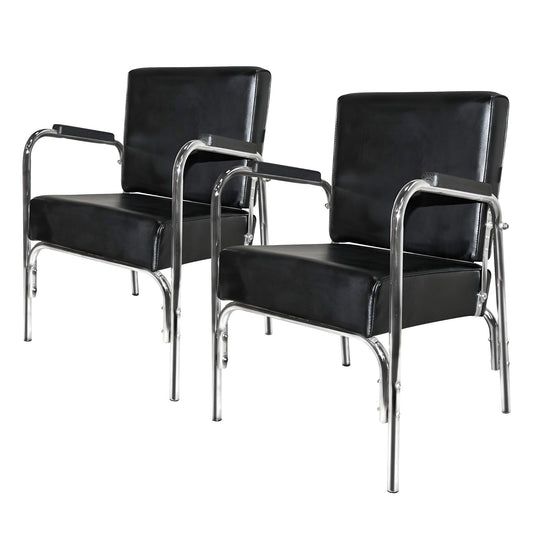 PureSana 2 Pack Chromium Ella Professional Auto Reclining Shampoo Chair, Black