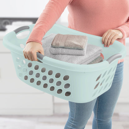 Sterilite 6 Pack Plastic Laundry Basket Ultra HipHold 1.25 Bu Contour Rim, Mint