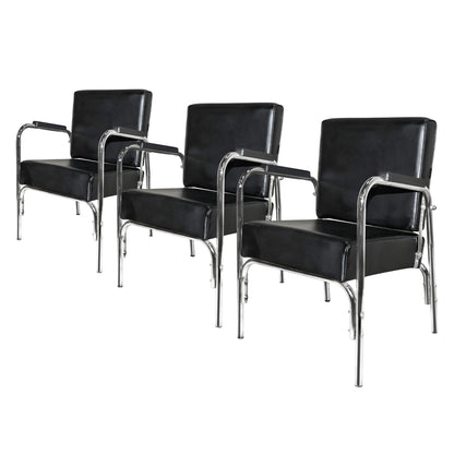 PureSana 3 Pack Chromium Ella Professional Auto Reclining Shampoo Chair, Black