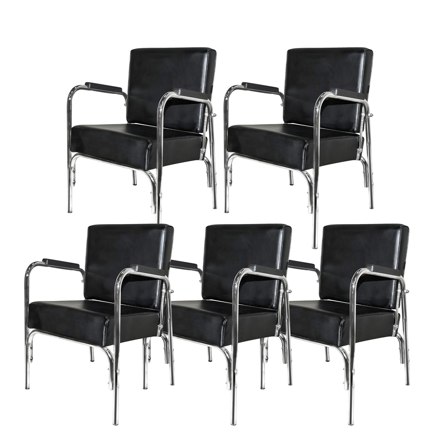 PureSana 5 Pack Chromium Ella Professional Auto Reclining Shampoo Chair, Black