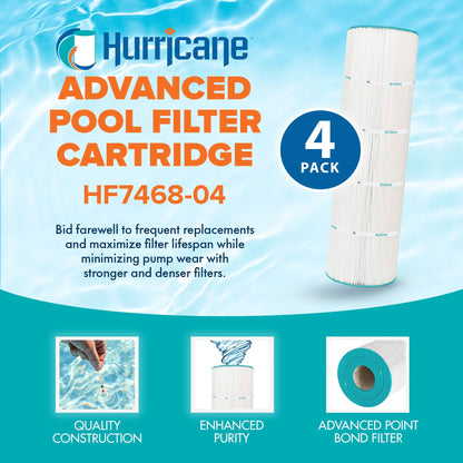 Hurricane 4 Pack HF7468-04 Advanced Pool and Spa Filter Cartridge Replacement
