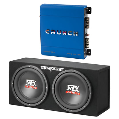 MTX 12" 1200W Car Audio Subwoofer Box Enclosure & Crunch PowerDriveX Stereo Amp - Find Fresh Goods