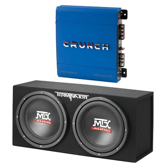 MTX 12" 1200W Car Audio Subwoofer Box Enclosure & Crunch PowerDriveX Stereo Amp - Find Fresh Goods