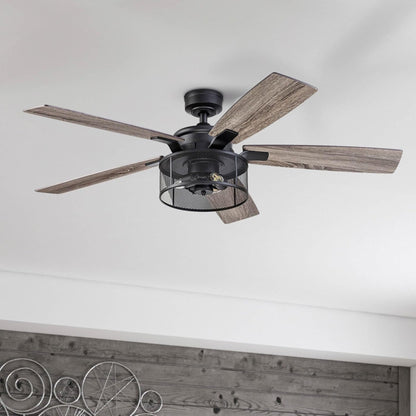 Honeywell Carnegie Ceiling Fan, Quiet Motor and Remote Control, 52", Matte Black