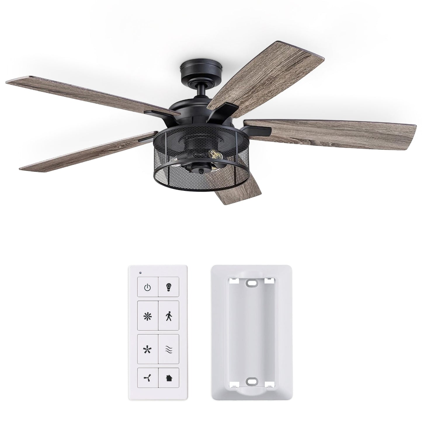 Honeywell Carnegie Ceiling Fan, Quiet Motor and Remote Control, 52", Matte Black