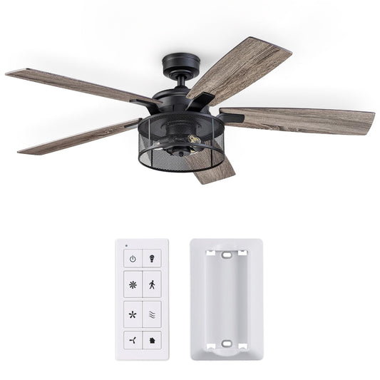 Honeywell Carnegie Ceiling Fan, Quiet Motor and Remote Control, 52", Matte Black