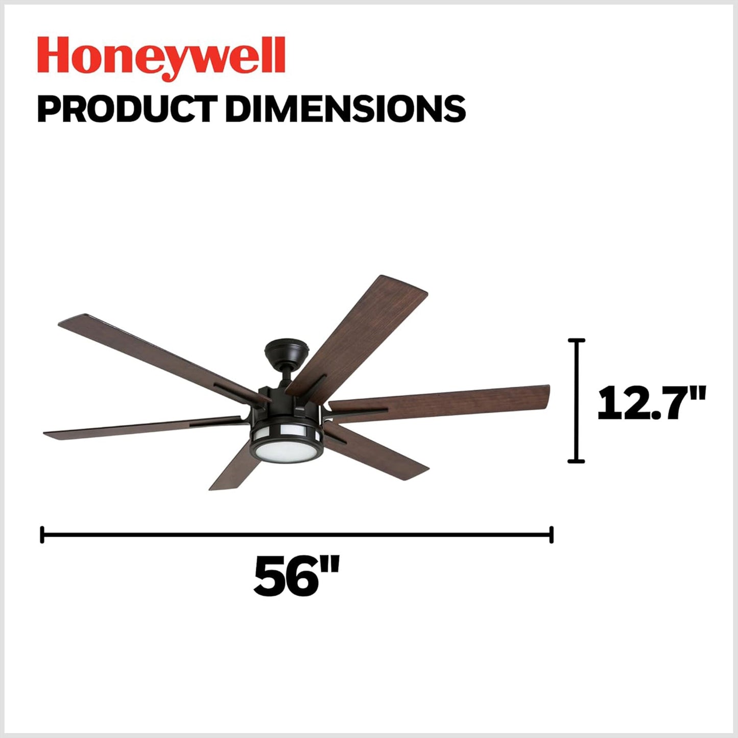 Honeywell Kaliza Ceiling Fan with Quiet Motor and Remote Control, 56", Bronze