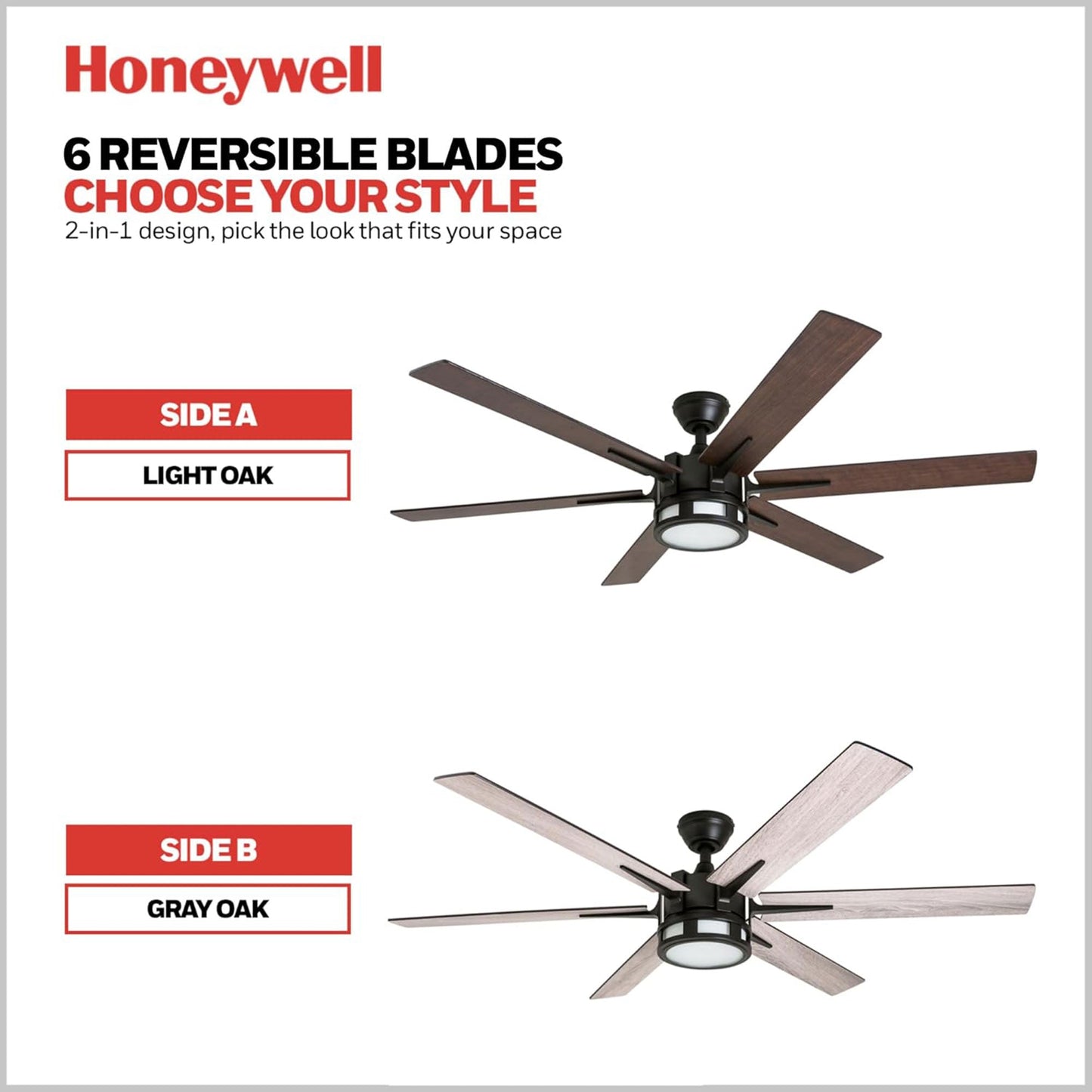 Honeywell Kaliza Ceiling Fan with Quiet Motor and Remote Control, 56", Bronze