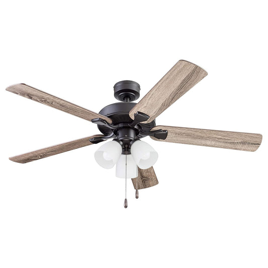 Portage Bay 52" Stannor Ceiling Fan Indoor Light Kit with 3 Bulbs, 51434, Bronze