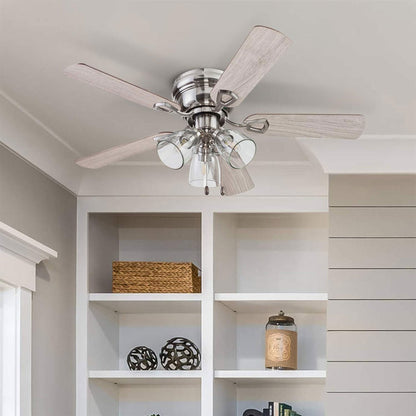 Portage Bay Renton Ceiling Fan, Quiet Reversible Motor, 42 Inch, Brushed Nickel