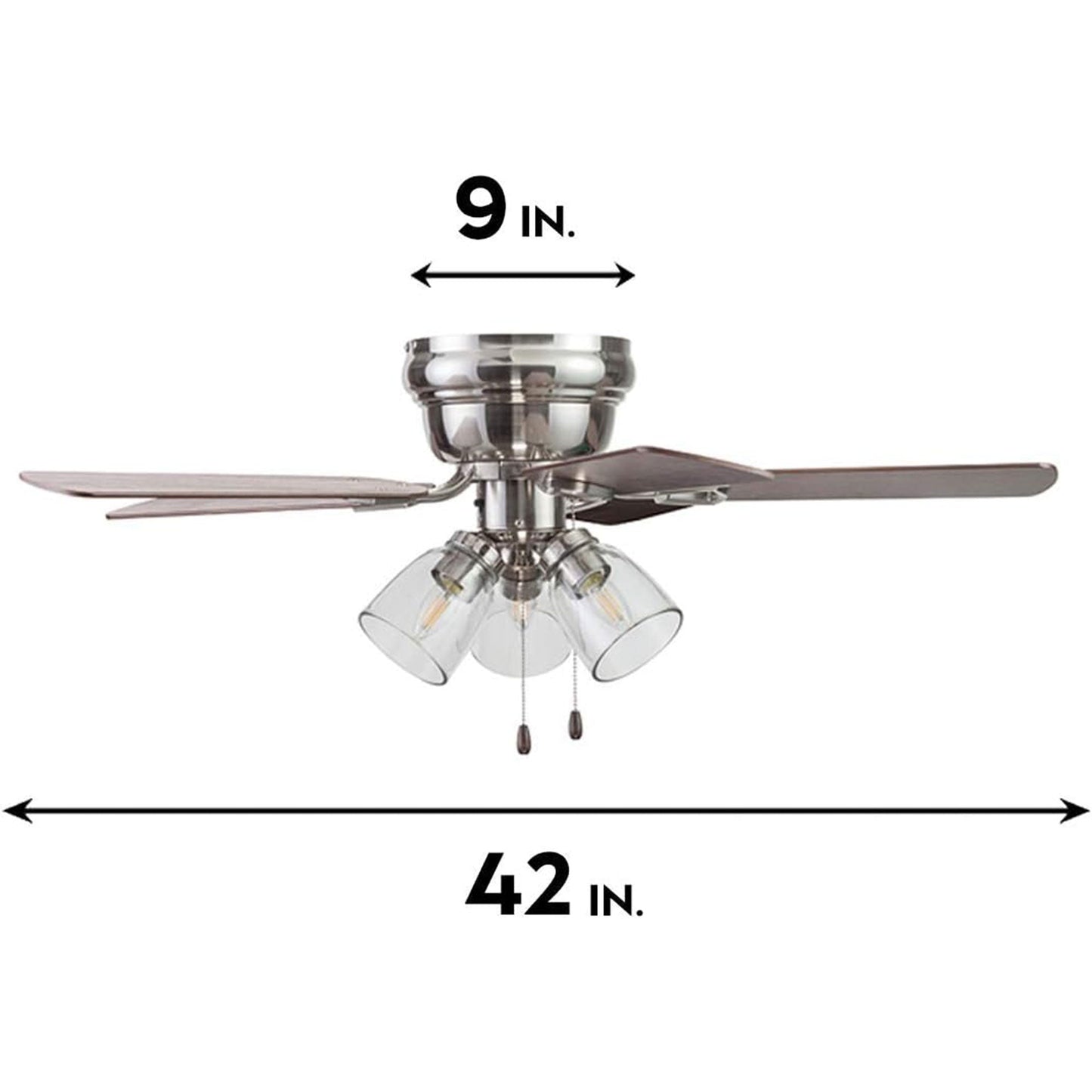 Portage Bay Renton Ceiling Fan, Quiet Reversible Motor, 42 Inch, Brushed Nickel