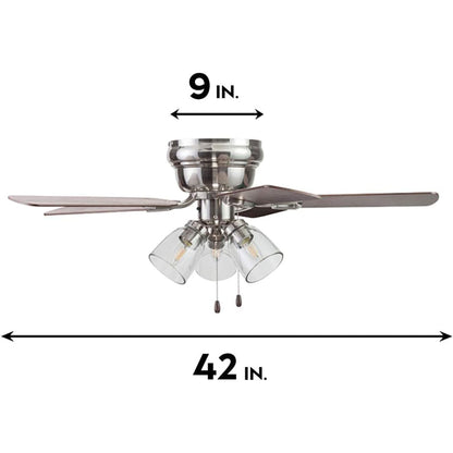 Portage Bay Renton Ceiling Fan, Quiet Reversible Motor, 42 Inch, Brushed Nickel