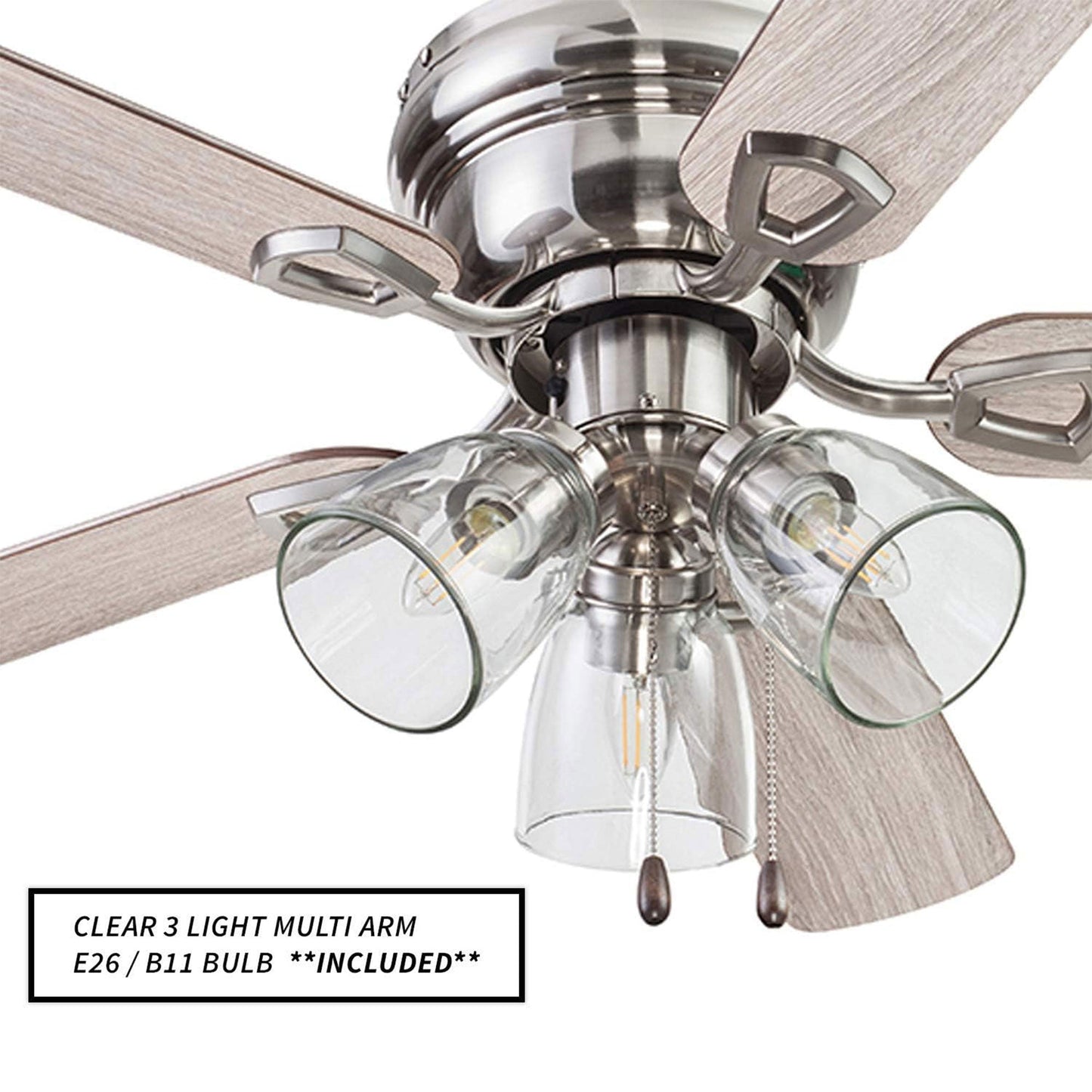 Portage Bay Renton Ceiling Fan, Quiet Reversible Motor, 42 Inch, Brushed Nickel