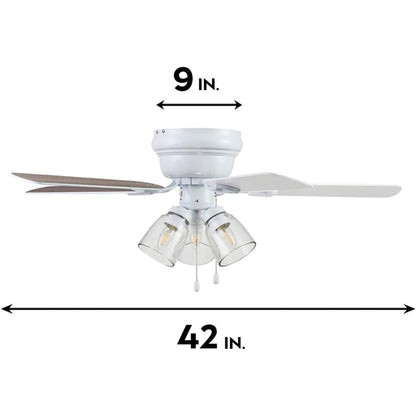 Portage Bay Renton Ceiling Fan with 5 Reversible Blades & Motor, 42", White